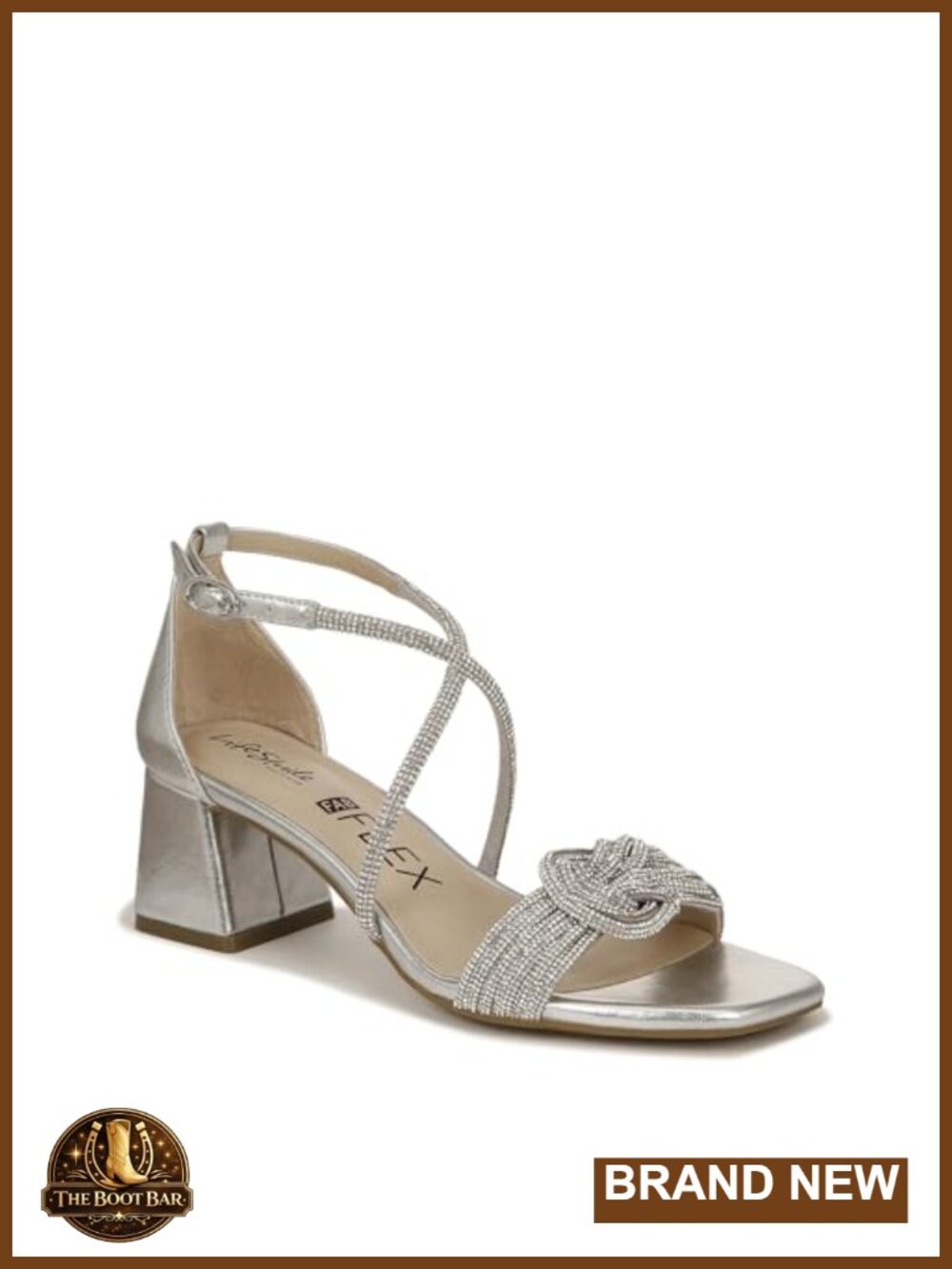 Strappy Block Heel Dress Sandals with Rhinestone Ankle Strap